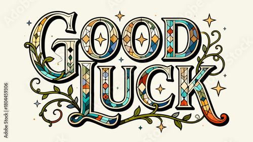 Creative art font "GOOD LUCK", font design, hand-drawn vector illustration