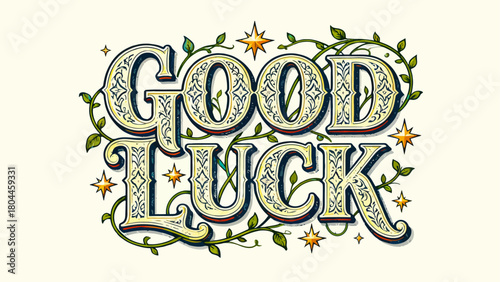 Creative art font "GOOD LUCK", font design, hand-drawn vector illustration