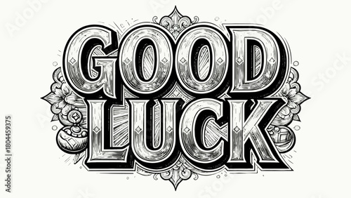 Creative art font "GOOD LUCK", font design, hand-drawn vector illustration