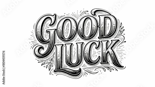 Creative art font "GOOD LUCK", font design, hand-drawn vector illustration