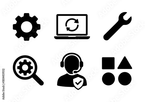 Business and technology icons collection for development and support