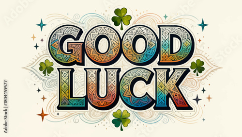 Creative art font "GOOD LUCK", font design, hand-drawn vector illustration
