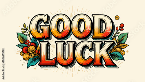 Creative art font "GOOD LUCK", font design, hand-drawn vector illustration
