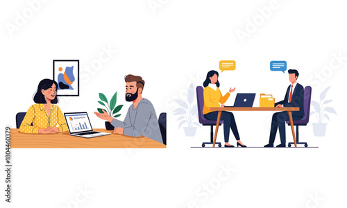 Job interview process 2d illustration
