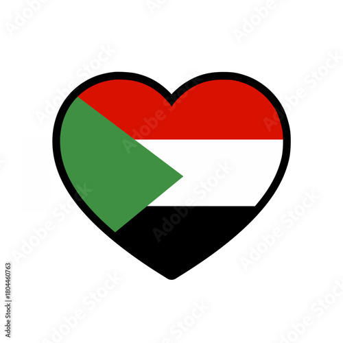 Show Your Patriotism with a Sudan Flag Heart Symbol, Declare Your Love for Sudan, Perfect for National Celebrations and Events, A Symbol of Unity and Pride
