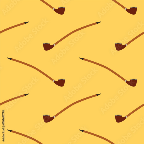 Smoking pipe seamless pattern. Seamless pattern with smoking tube. Stylized smoking pipe pattern, black and white pipe illustration, vintage tobacco pipe design, seamless grid layout retro smoking art