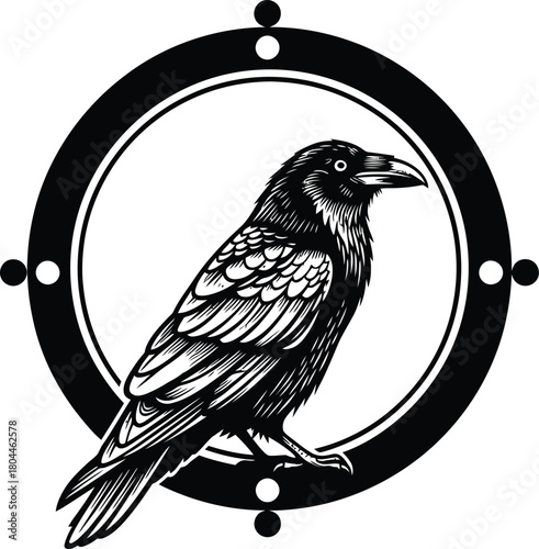 Black raven illustration vector drawing bird graphic design artwork eps silhouette