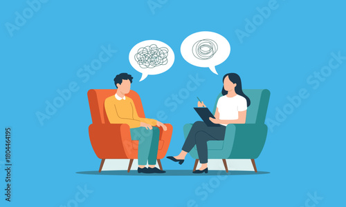 Psychotherapy Counseling and Mental Health Support Session Concept  Illustration