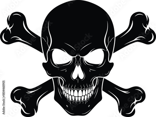 Skull and crossbones vector illustration halloween pirate danger sign eps silhouette