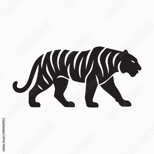 Tiger Black and White Silhouette with Stripes