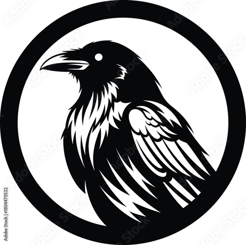 Black raven illustration vector graphic design bird crow logo symbol eps silhouette