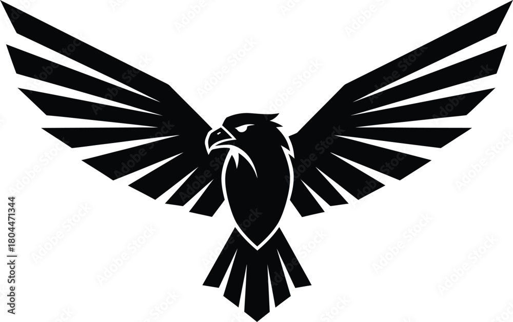 Fototapeta premium Black eagle logo design vector illustration bird of prey spread wings eps silhouette