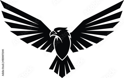 Black eagle logo design vector illustration bird of prey spread wings eps silhouette
