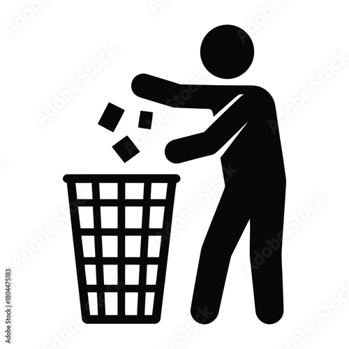 Person throwing trash into a waste bin icon
