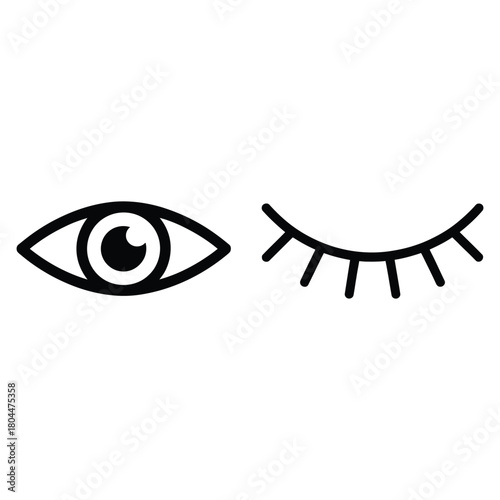 Simple line art of open and closed eyes