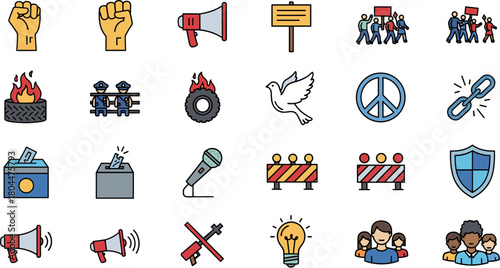 Collection of Protest and Social Activism Icons.