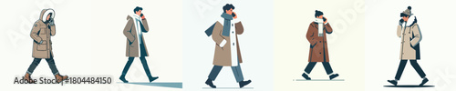man talking on the phone while walking in winter