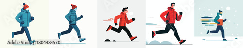 vector of a man jogging in winter