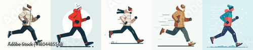 vector of a man jogging in winter