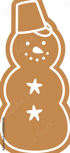 Summer sand snowman gingerbread cookie flat vector illustration.
Christmas Beach sand snowman ginger cookies clipart  isolated.
Transparent background.