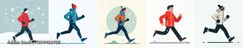 vector of a man jogging in winter