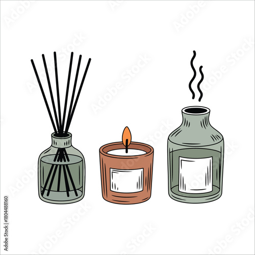 Set of black and white vector spa objects illustration design with a container, cup, and bottle symbol icon