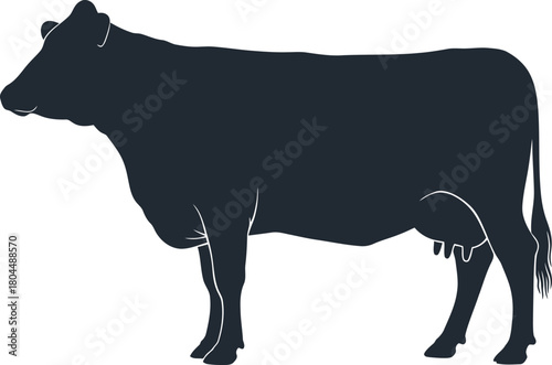 Cow silhouette vector illustration farm animal dairy cattle graphic art eps