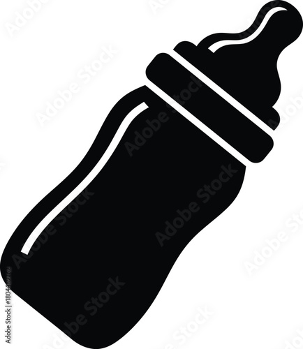 Baby bottle icon vector illustration for feeding newborn infant child eps silhouette