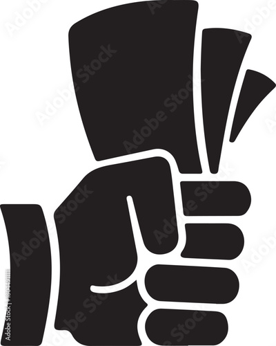 Symbolic Currency Grip: A resolute hand firmly clutches a bundle of bills, embodying the essence of financial control, wealth, and monetary power.