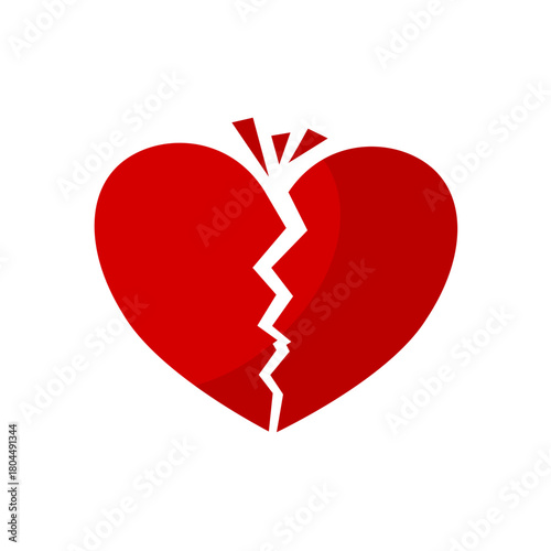 Broken red heart,  vector  illustration