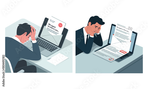 Struggling with job interviews 2d illustration of interview anxiety