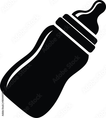 Baby bottle illustration black and white feeding bottle baby icon vector eps silhouette