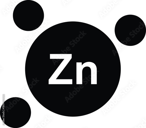 Zinc element symbol zn chemical compound science atom molecule diagram eps silhouette