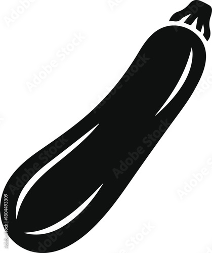 Minimalist black zucchini summer vegetable silhouette vector icon