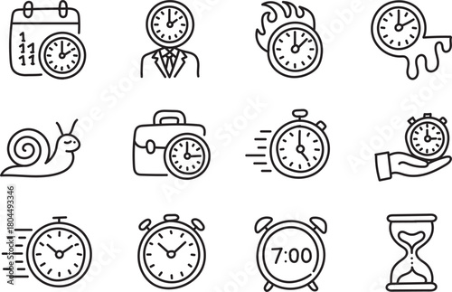 Dynamic Time Management Icon Set for Productivity & Deadlines