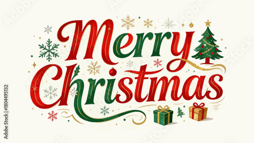 Creative art font "merry christmas", font graphic design, festive atmosphere font, hand-drawn vector illustration