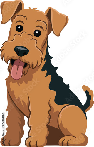 Cute cartoon a illustrator vector Airedale Terrier
