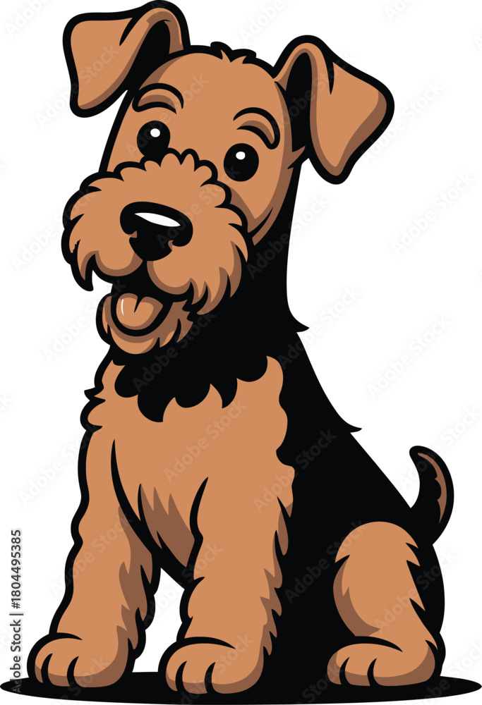 Naklejka premium Cute cartoon a illustrator vector Airedale Terrier