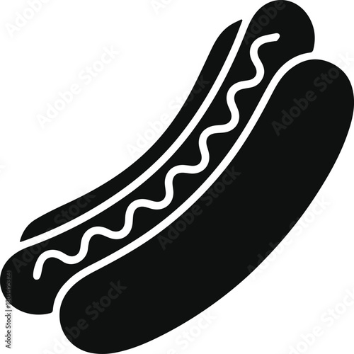 Minimalist black hot dog fast food silhouette vector icon