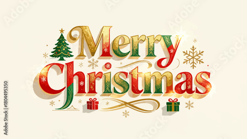Creative art font "merry christmas", font graphic design, festive atmosphere font, hand-drawn vector illustration