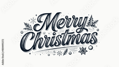 Creative art font "merry christmas", font graphic design, festive atmosphere font, hand-drawn vector illustration