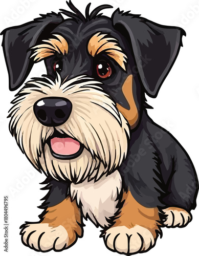 Cute cartoon a illustrator vector Airedale Terrier