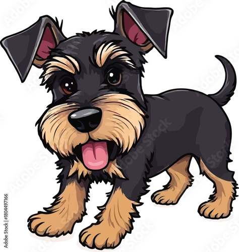 Cute cartoon a illustrator vector Airedale Terrier