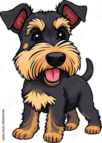 Cute cartoon a illustrator vector Airedale Terrier