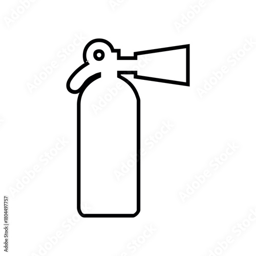 A simple black and white line drawing of a fire extinguisher on a plain white background image view