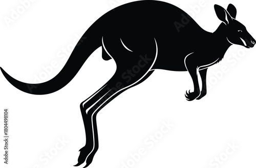 Black kangaroo silhouette vector illustration jumping australia animal eps