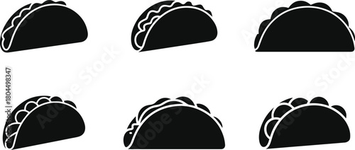 Minimalist black taco mexican food silhouette vector icon