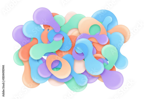 Abstract Overlapping Colorful Amoeba Organic Blob Shapes Isolated Cutout Transparent PNG