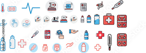 Medical Home Care Icon Set Vector Illustration