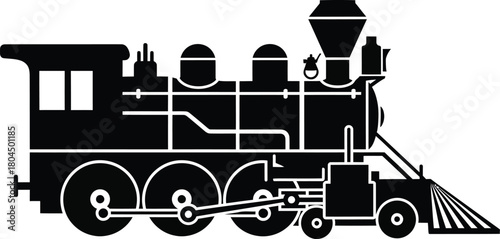 Vintage steam train vector illustration transportation locomotive art eps silhouette
